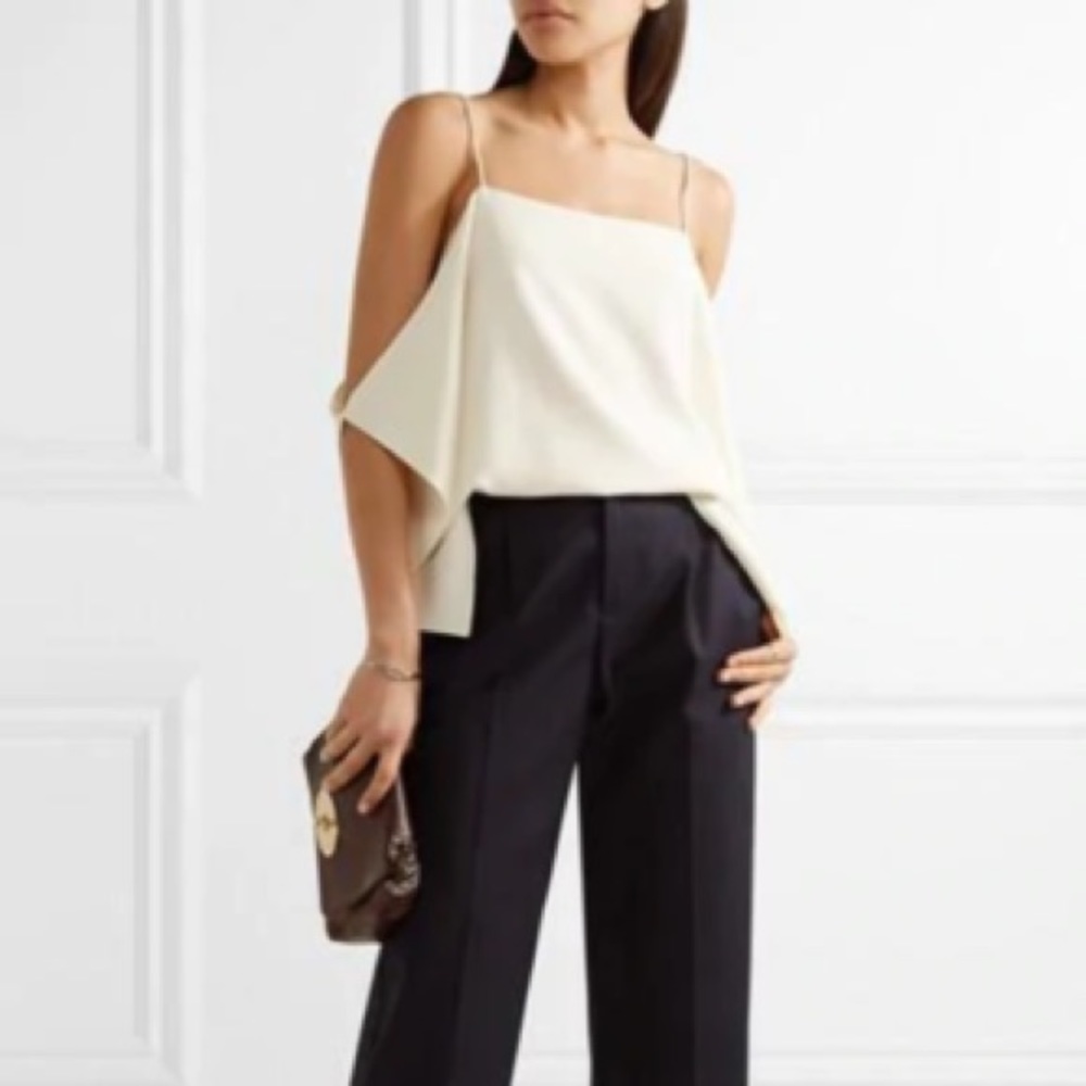 Theory Classy Ivory Cold Shoulder Tank S